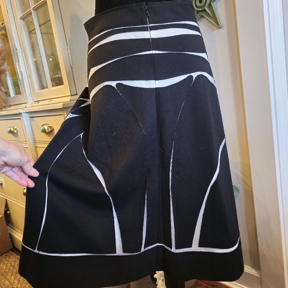 ADOLFO DOMINGUEZ Midi Black & White A-line Skirt Size 44 - Picture 4 of 8